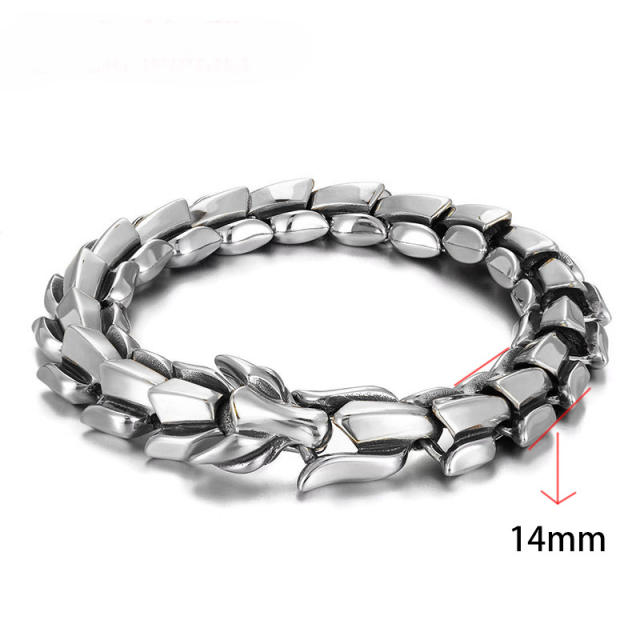 Hiphop the dragon head chain bracelet for men