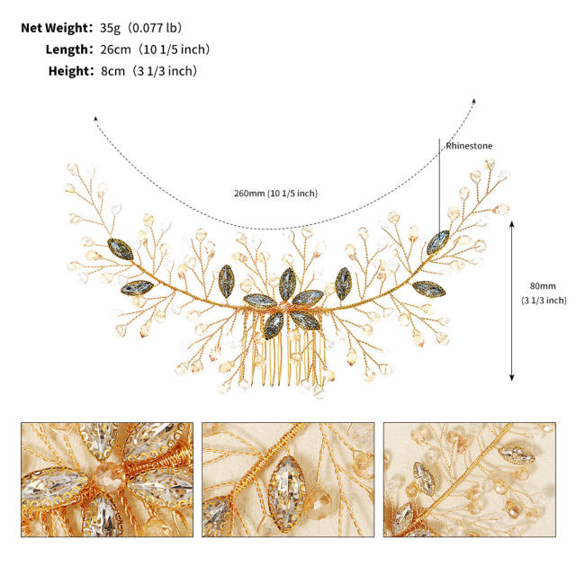 Occident fashion colorful crystal beads hair combs