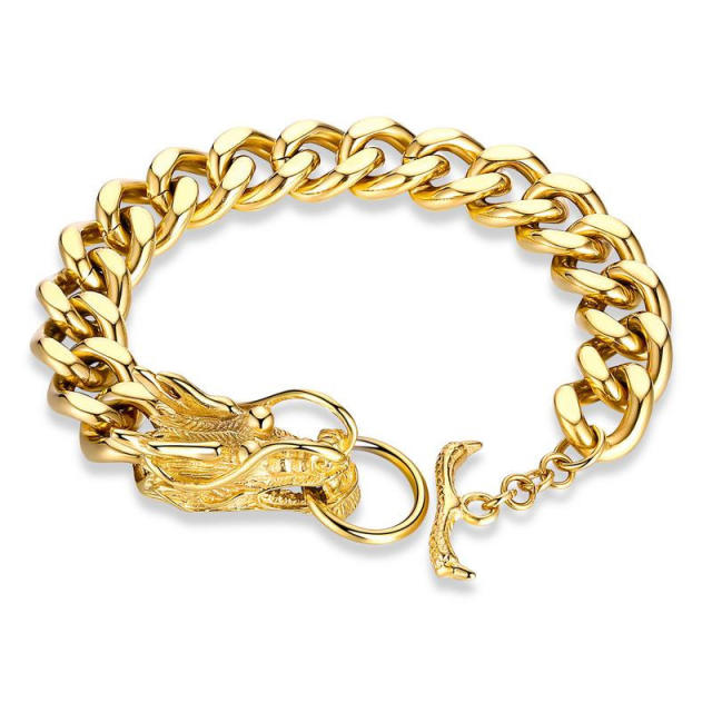 Vintage dragon head chain bracelet for men