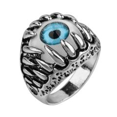 Hiphop evil eye design silver punk rings