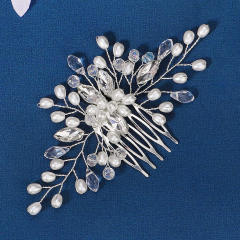 Handmade rhinestone pearl bead bridal hair combs