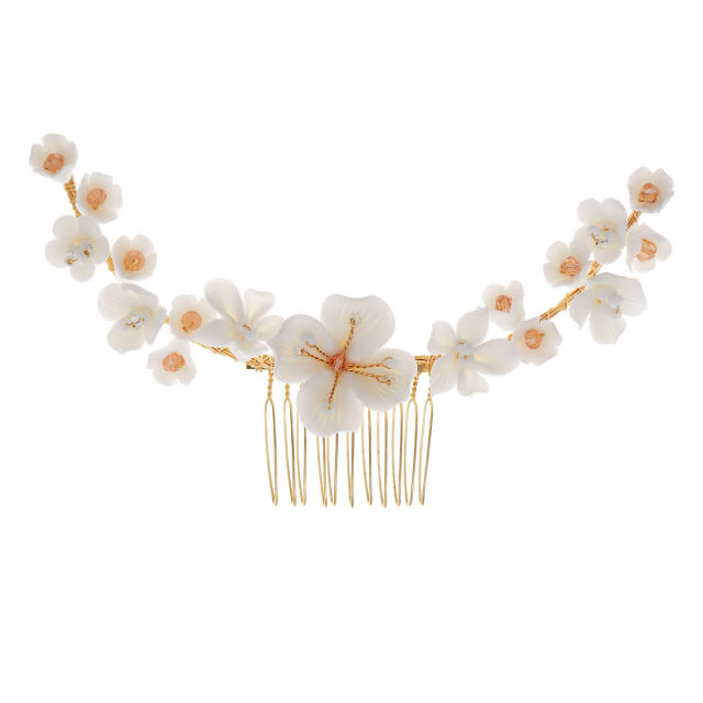 Korean fashion white color flower bridal hair combs