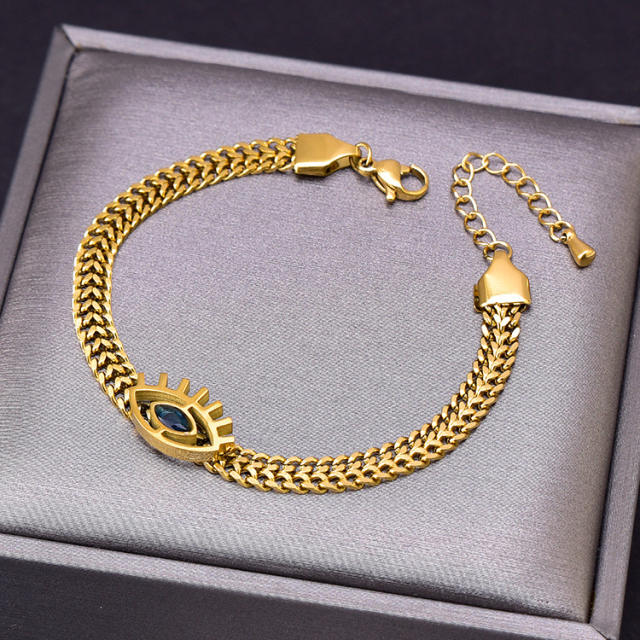 Creative evil eye stainless steel chain necklace bracelet