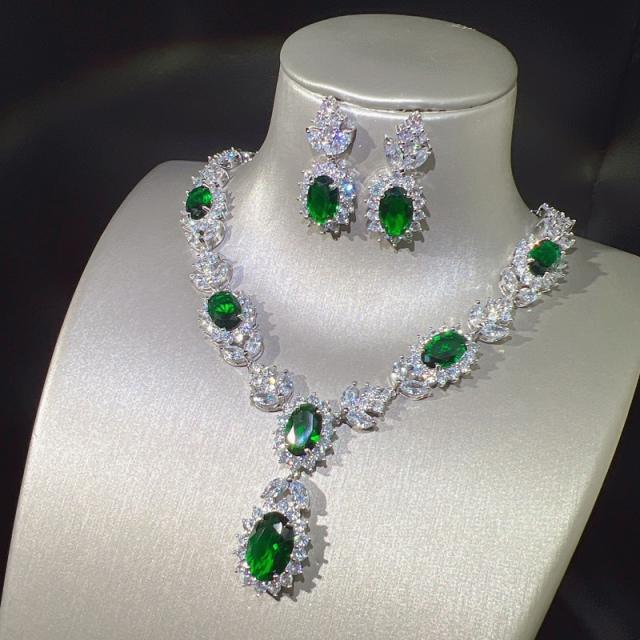 Luxury emerald statement jewelry set