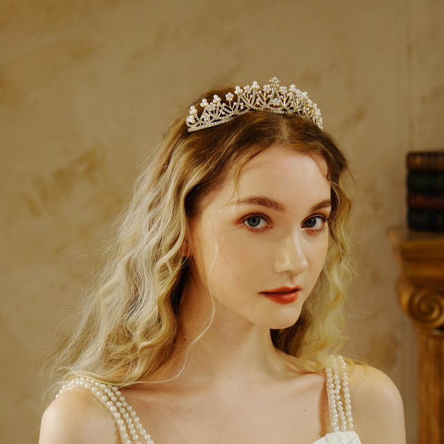Luxury sweet tiny pearl bead diamond headband