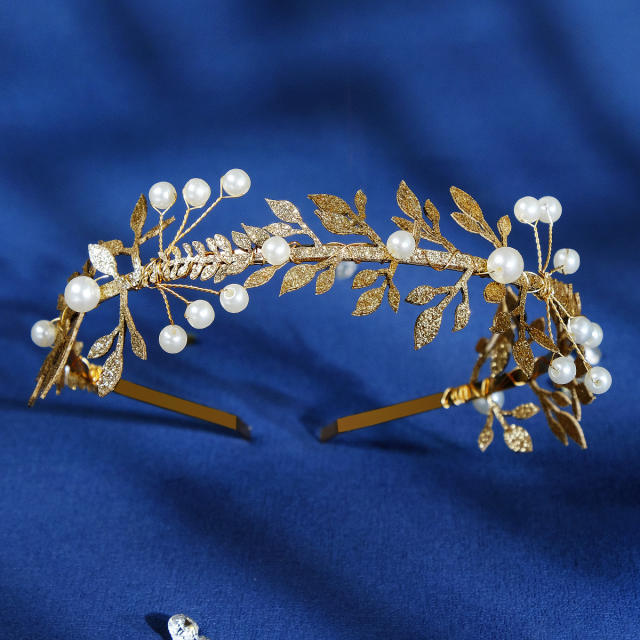 Baroque gold leaf headband