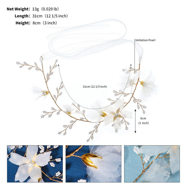 Spring design natural white flower handmade bridal hair pieces