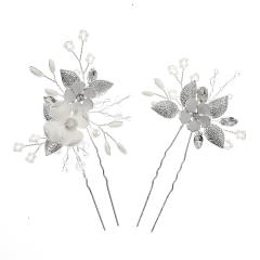 Handmade pearl beads clover bridal hair pins