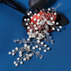 Handmade pearl crystal beads bridal hair pieces