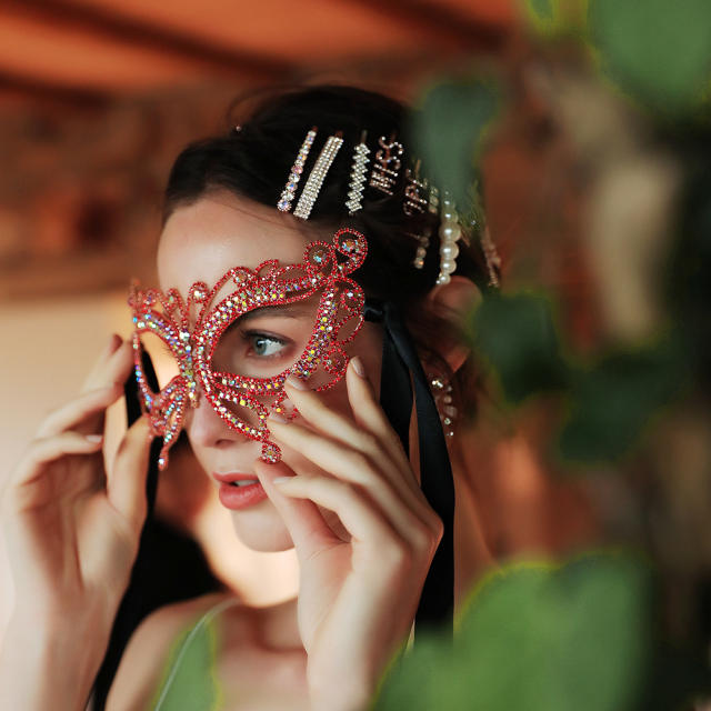Handmade pave setting diamond mask for Masquerade ball