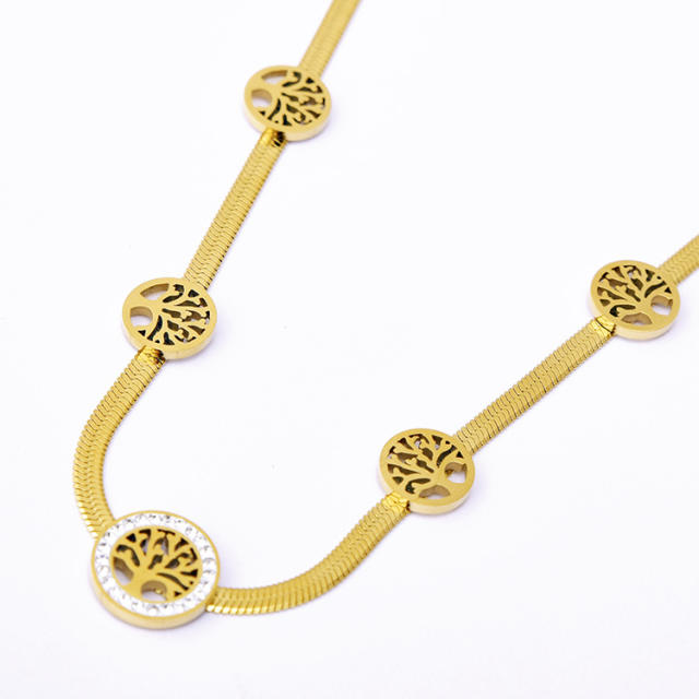 Occident fashion hollow life tree stainless steel choker necklace