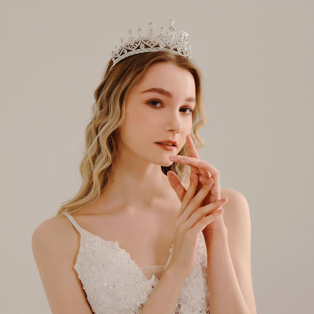 Luxury pave setting diamond handmade bridal crown
