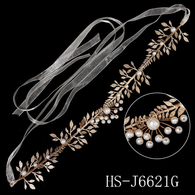 Baroque gold leaf headband