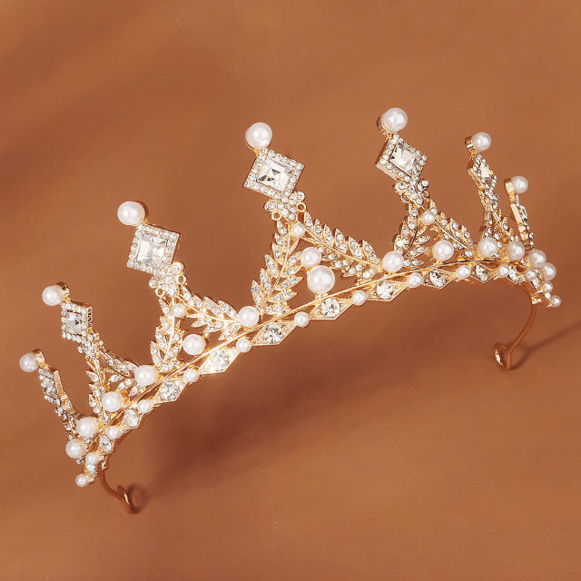 Korean fashion sweet pearl beads birthday crown
