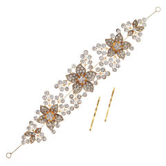 Korean fashion gold color diamond flower headband