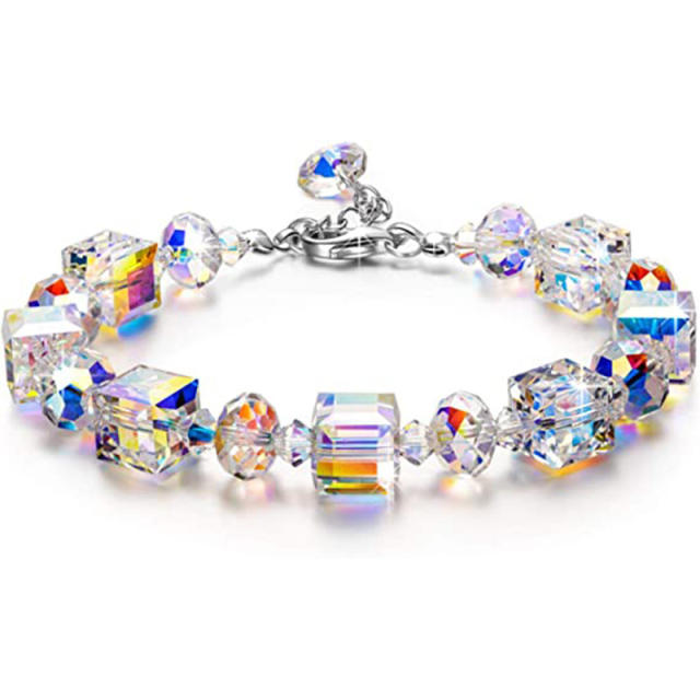 Amazon hot sale 8mm crystal square beads jewelry set