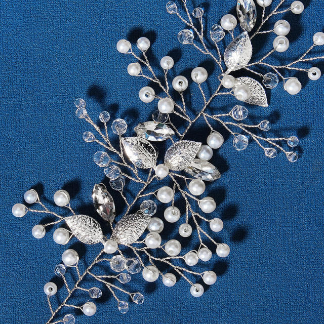 Handmade pearl crystal beads bridal hair pieces