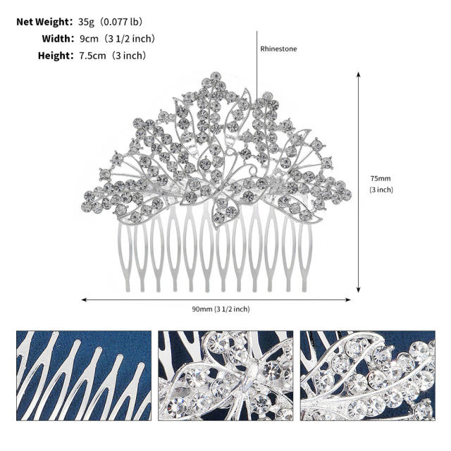 Occident fashion pave setting rhinestone bridal hair combs