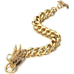 Vintage dragon head chain bracelet for men
