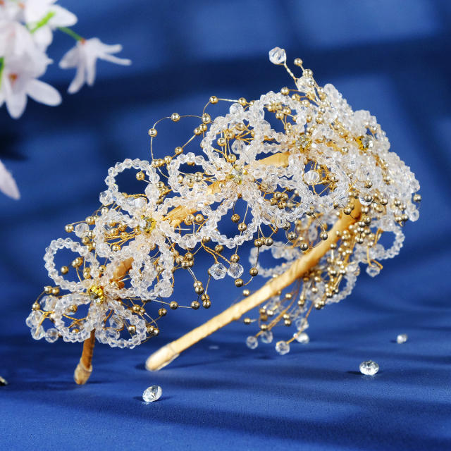 Korean fashion handmade crystal beads headband