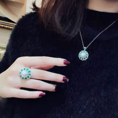 Faux water pearl round shape pendant necklace earrings