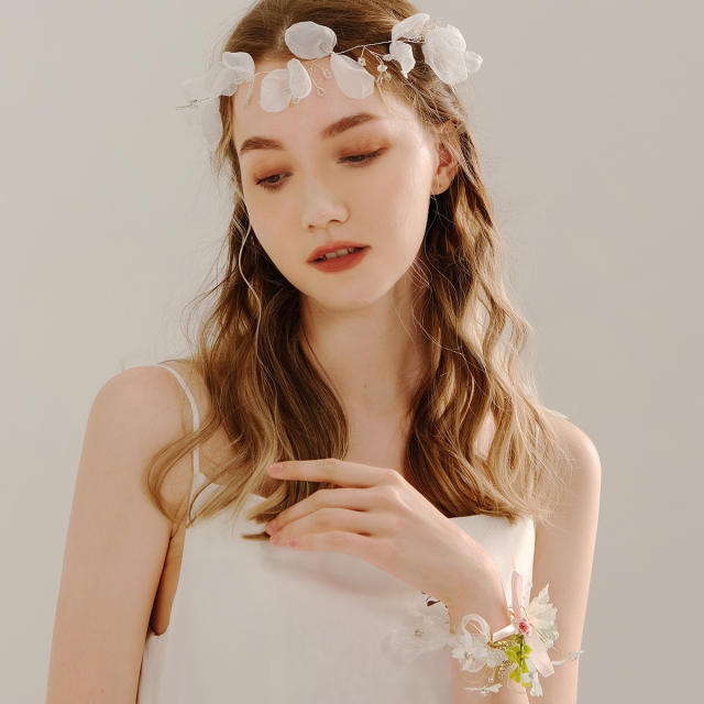 Handmade lace beads bridal headband