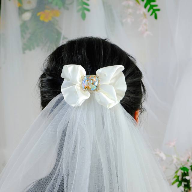 Korean fashion white color bow french barrette hair clips
