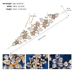 Korean fashion gold color diamond flower headband