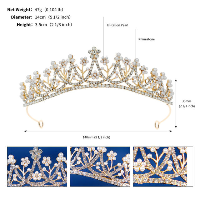 Luxury sweet tiny pearl bead diamond headband