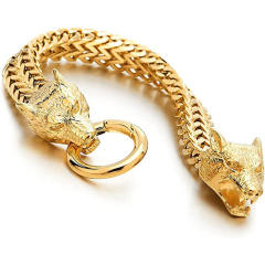 Personality Viking wolf head stainless steel chain bracelet for men