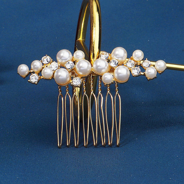 Occident fashion pearl beads cubic zircon hair combs