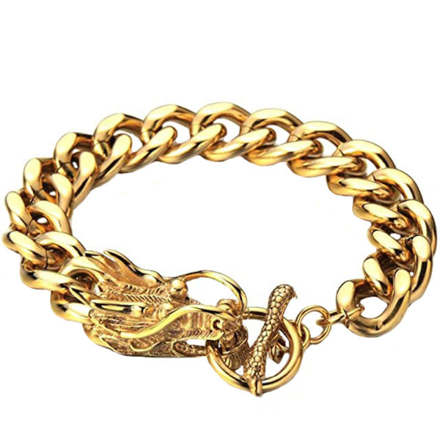 Vintage dragon head chain bracelet for men