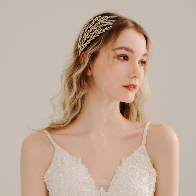 INS pave setting rhinestone luxury wedding headband