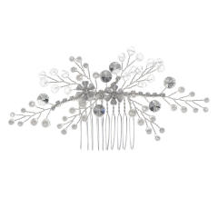 Concise handmade crystal pearl beads hair combs