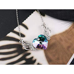 Fashionable crystal angel wing necklace