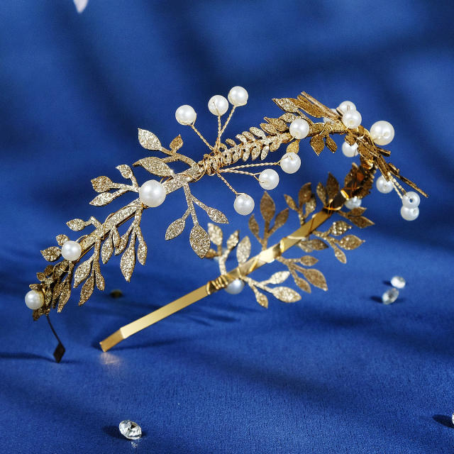 Baroque gold leaf headband
