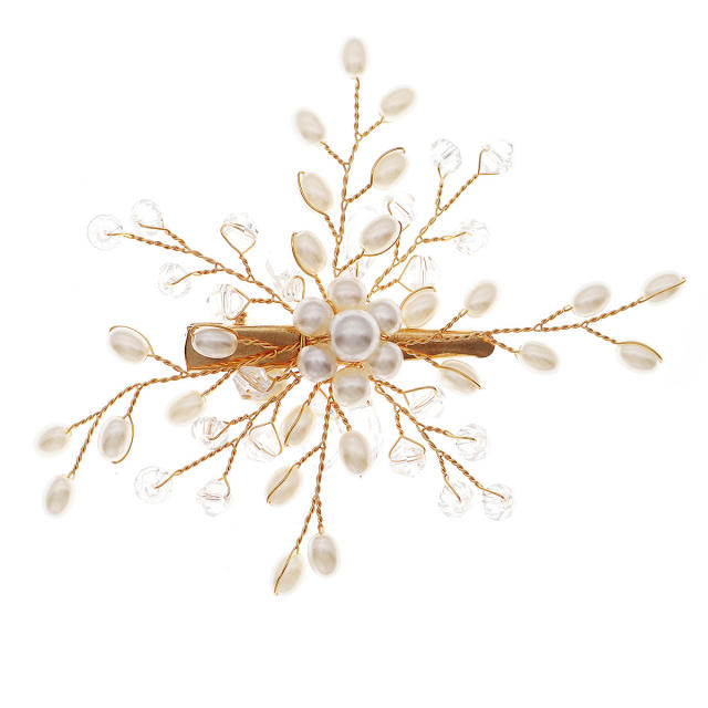 Korean fashion handmade pearl beads flower duckbill hair clips
