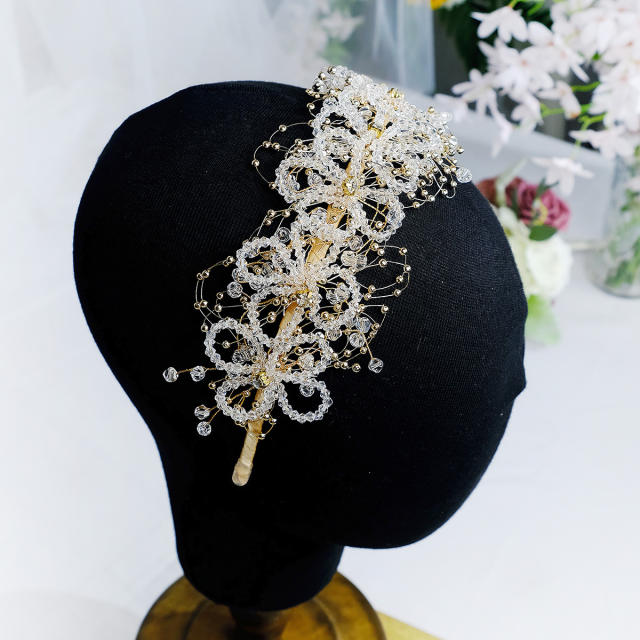 Korean fashion handmade crystal beads headband