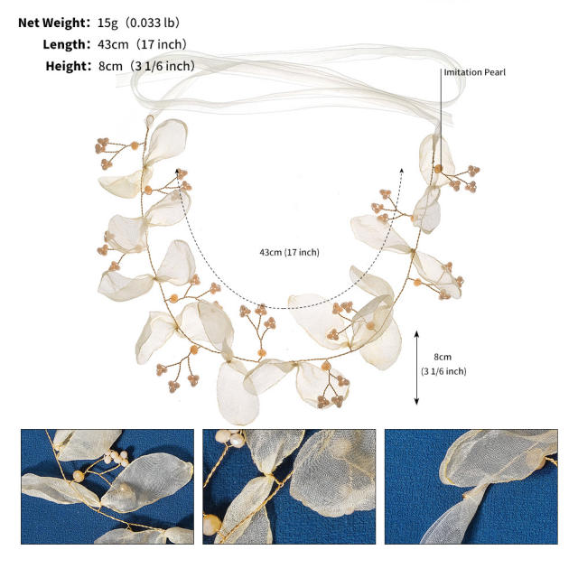 Handmade lace beads bridal headband