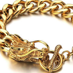 Vintage dragon head chain bracelet for men