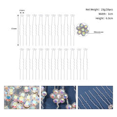 Amazon hot sale AB color rhinestone flower bridal hair pins set 20pcs