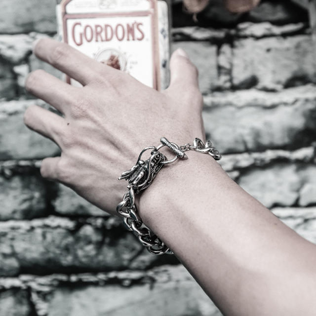 Vintage dragon head chain bracelet for men