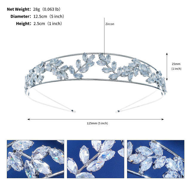 Korean fashion ins cubic zircon headband for wedding