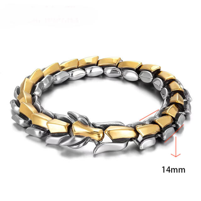 Hiphop the dragon head chain bracelet for men
