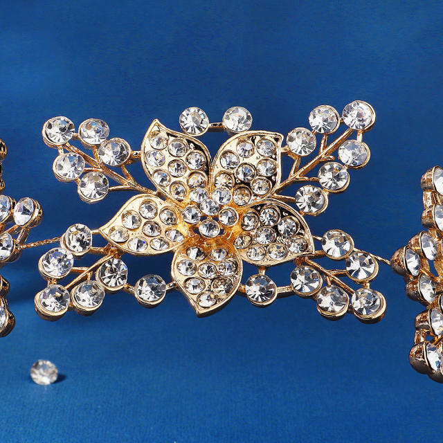 Korean fashion gold color diamond flower headband