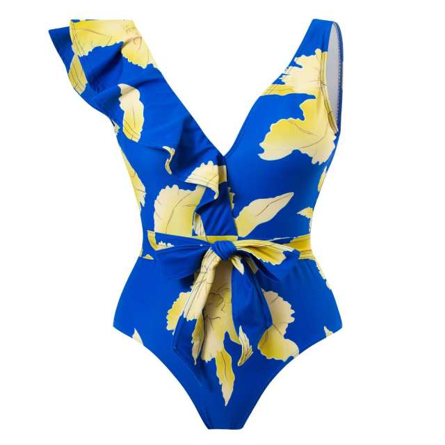 2023 spring summer bright color ruffle one piece swimsuit