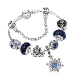 Blue color series beads diamond snowflake charm diy bracelet
