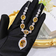 Creative luxury party queen topaz statement jewelry set