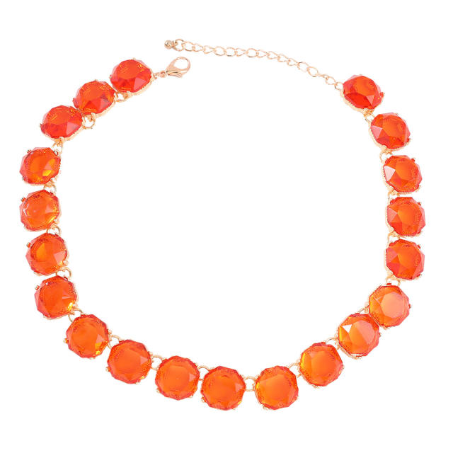 Boho color resin geometric easy match choker necklace