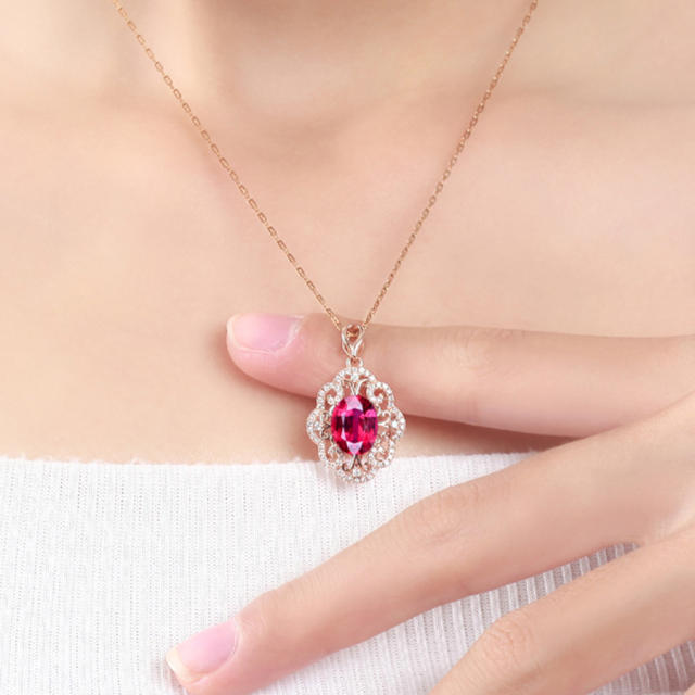 Rose gold color elegant ruby statement jewelry set
